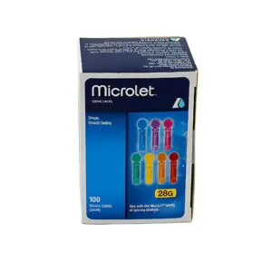 A box of microlet in different colors.
