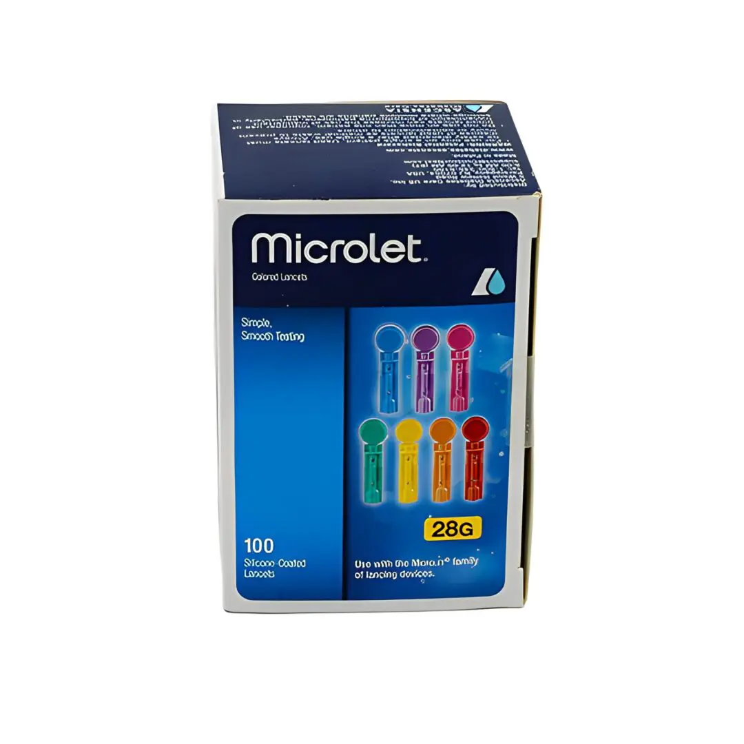 A box of microlet in different colors.